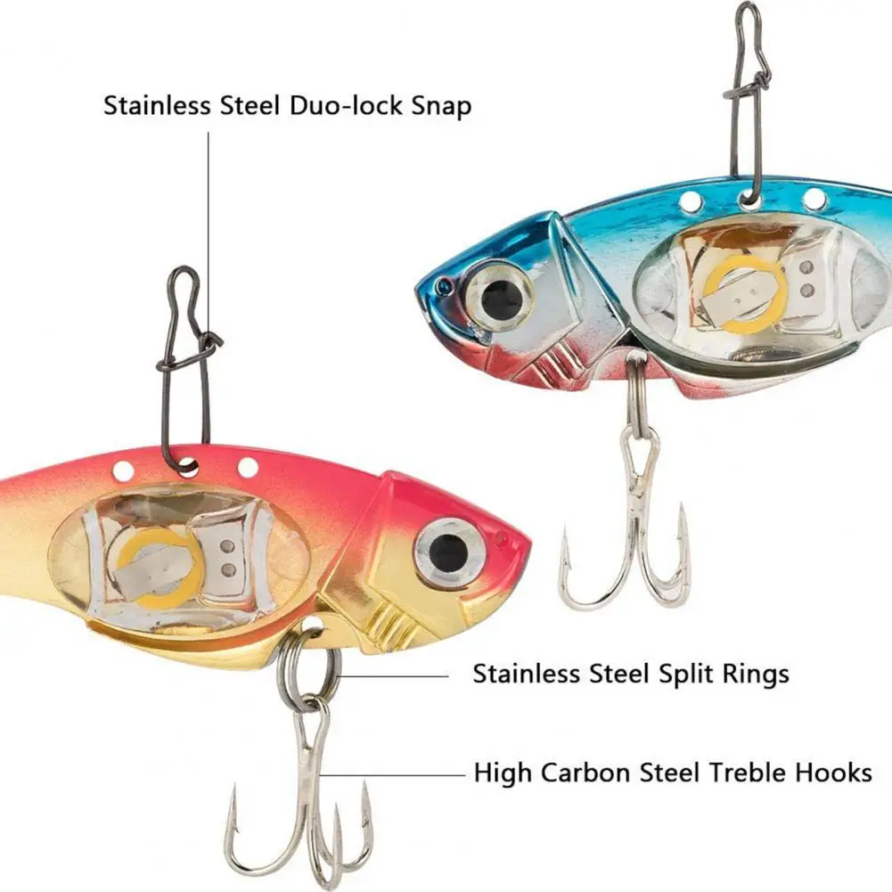 Fishing Lures 8cm Metal Electronic Vibration Fake Bait Faux Lure Fish Hooks with LED Light Electronic Fake Bait Fishing Tool