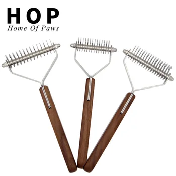 

Pet Comb Walnut Stainless Steel Y-type De-floating Dog Rake Comb Both Sides with Cat Open Knot Comb Pet Cleaning Beauty Products
