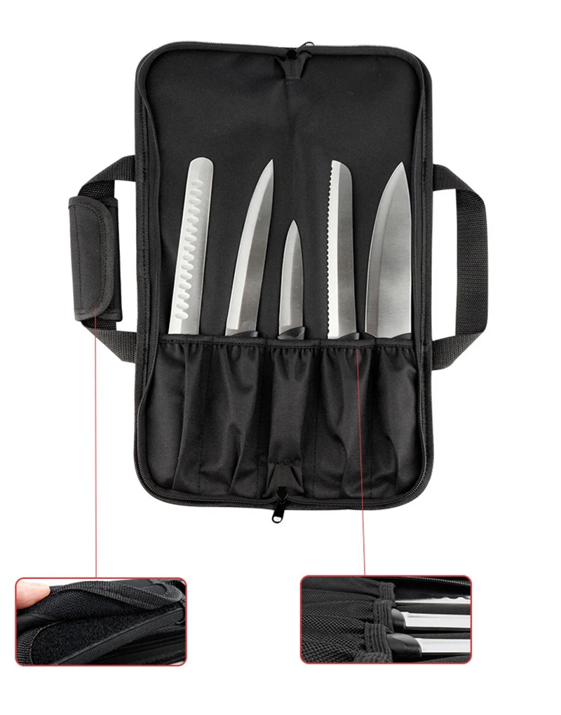 Professional Portable Travel Camping Chef Knife Bag Folding Roll Pocket Oxford Kitchen Knives Storage Carry Case Bag Organizer hanging knife rack