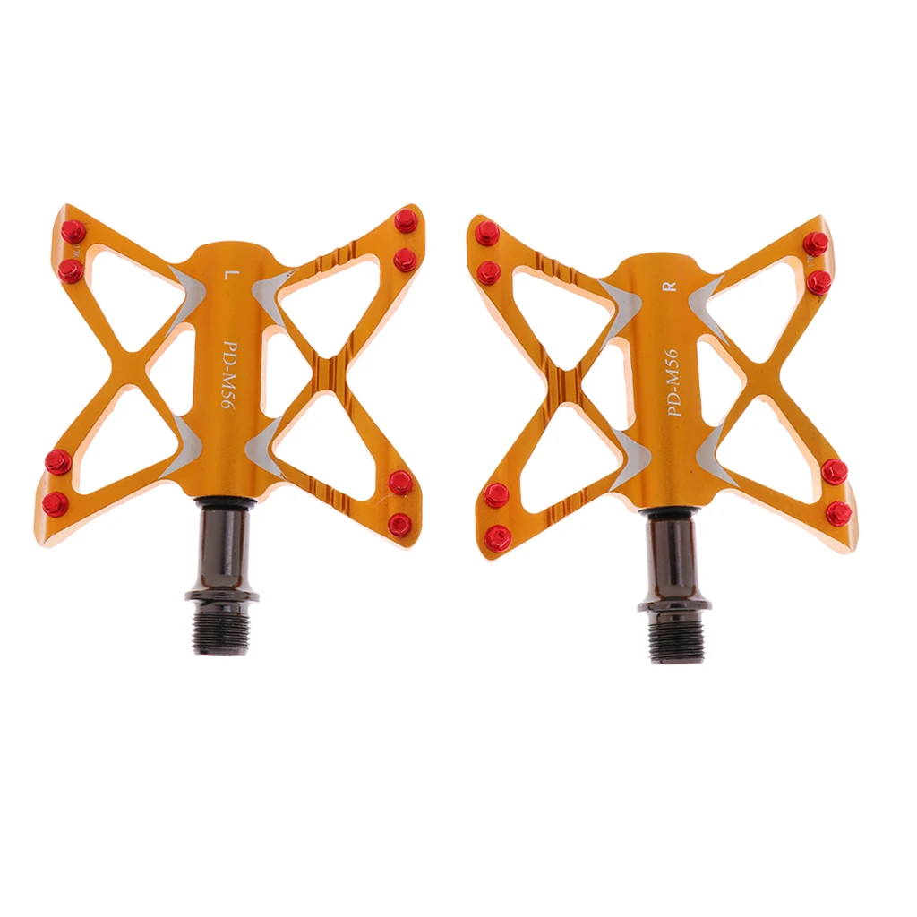 Gold Алюминиевый сплав MTB Горный шоссейный велосипед Плоские Педали Платформа 3 подшипника педали - Цвет: Gold