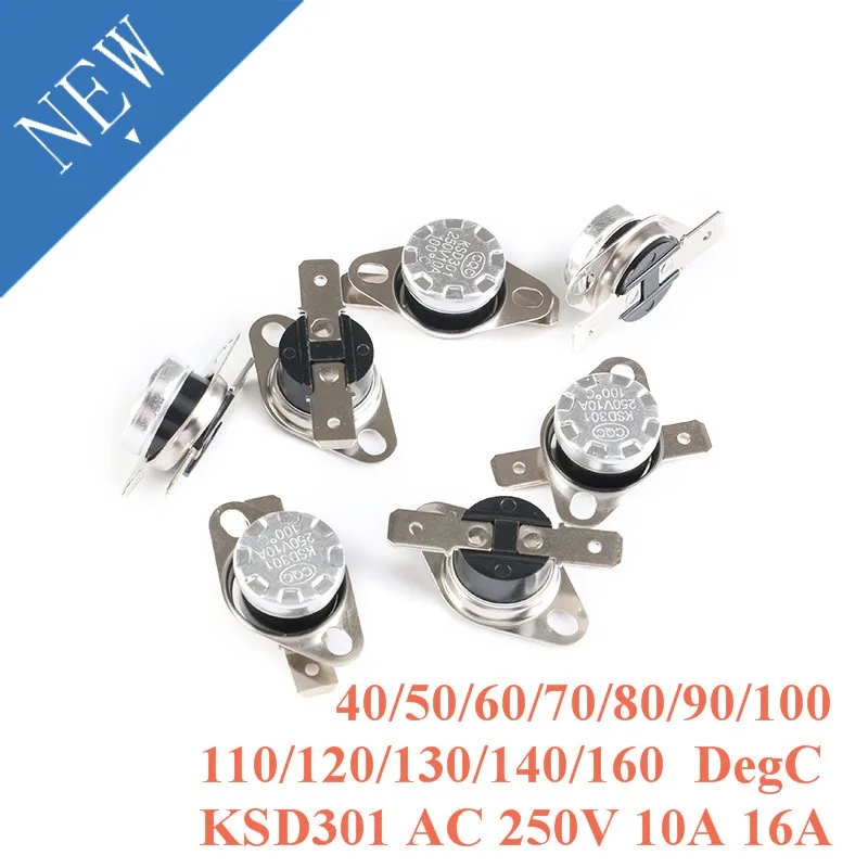 5 шт. KSD301 переменный ток 250 В 10A 16A 90 ℃ нормально закрытый NC/NO термостат