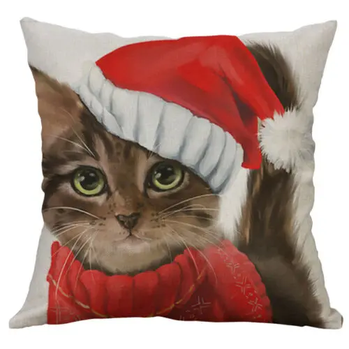 12 Dog Christmas Home pillow Decor Animal Cover Printing Cotton Linen case New Cat - Цвет: 12