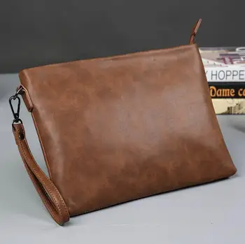 

2020 New Simple Clutch Bag Korean Men's Handbag Crazy Horse Leather Men's Bag Business Handle Envelope Bag File Bag