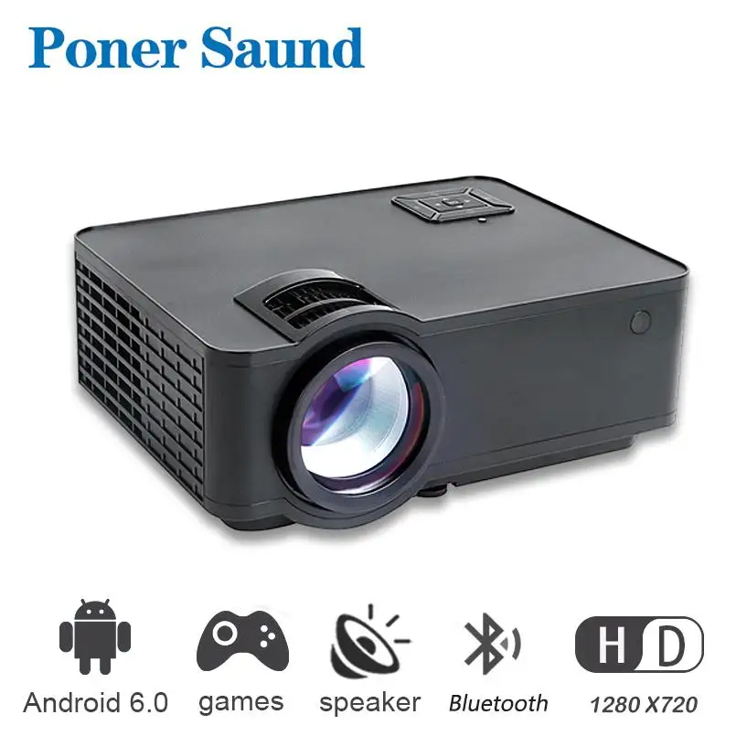 

Poner Saund W6 Mini Projector Full Hd Led Android Wifi Projector Smart Home Theater Bluetooth 4k Video HDMI USB Projector Screen