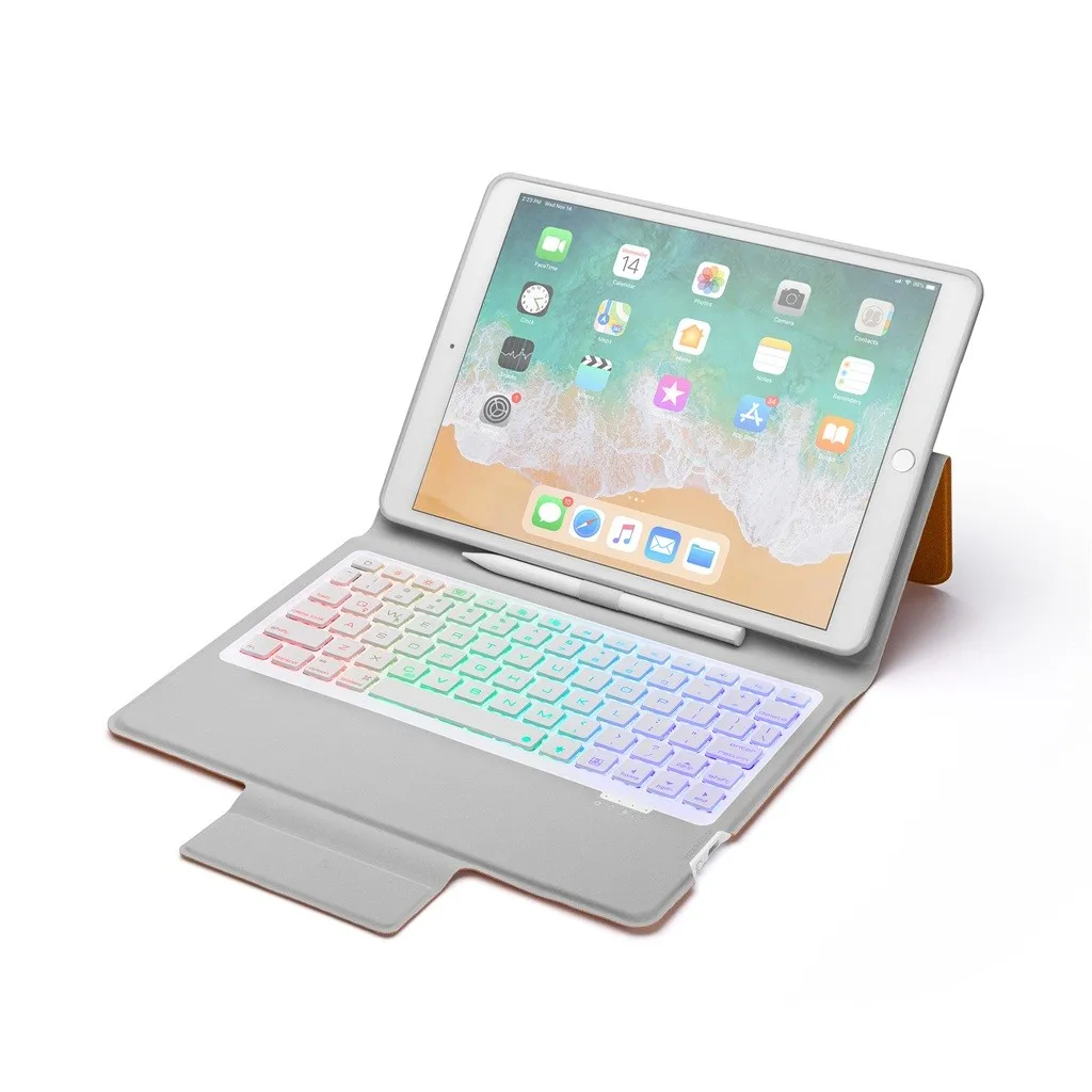 20% Bluetooth клавиатура чехол с карандашом держатель для iPad pro/Air 10,5 дюймов с подсветкой Клавиатура чехол карандаш держатель