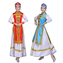 Монгольское платье с длинными рукавами, национальные танцевальные костюмы для женщин и детей, праздничные танцевальные костюмы