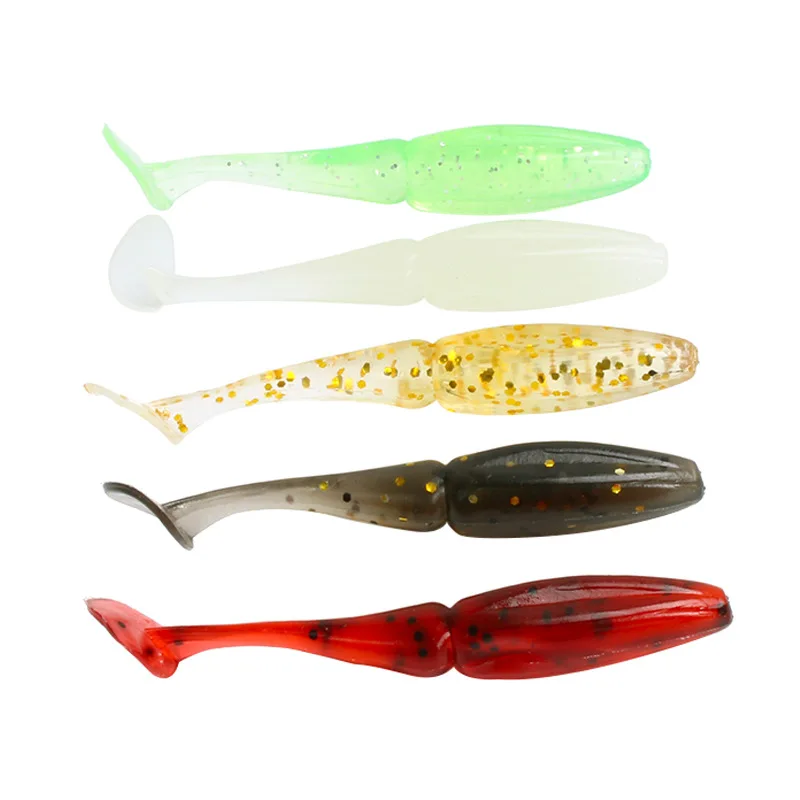 

Artificial Boot Tail Rubber Soft Bait 10pcs/set Swim bait Sea Fishing Lure 5Colors 6cm/1.4g 3D Eyes Wobbler Bionic Bait