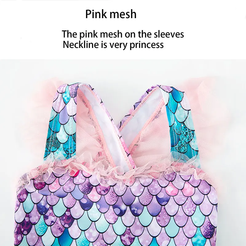 Mermaid Little Princess Swimsuit Baby Girls Swimwear One Piece Girls With Hat Children Swimwear Kids Beach Wear Bathing Suit for one piece swimsuit,children swimsuits,children swimwear