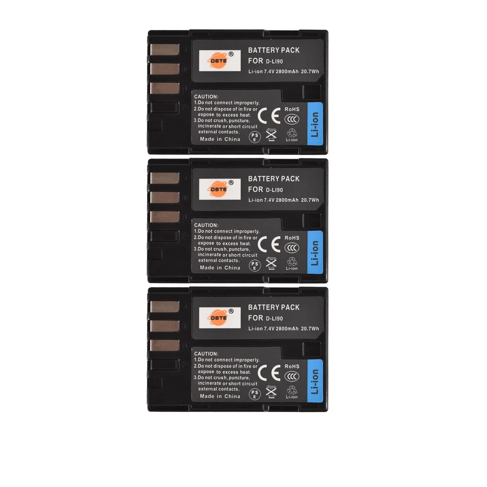 DSTE 3 шт. D-LI90 D-LI90 литий-ионный аккумулятор Батарея для Pentax K-7 K-7D K-5 K-52 645D K5IIS K5II K01 K3 Камера