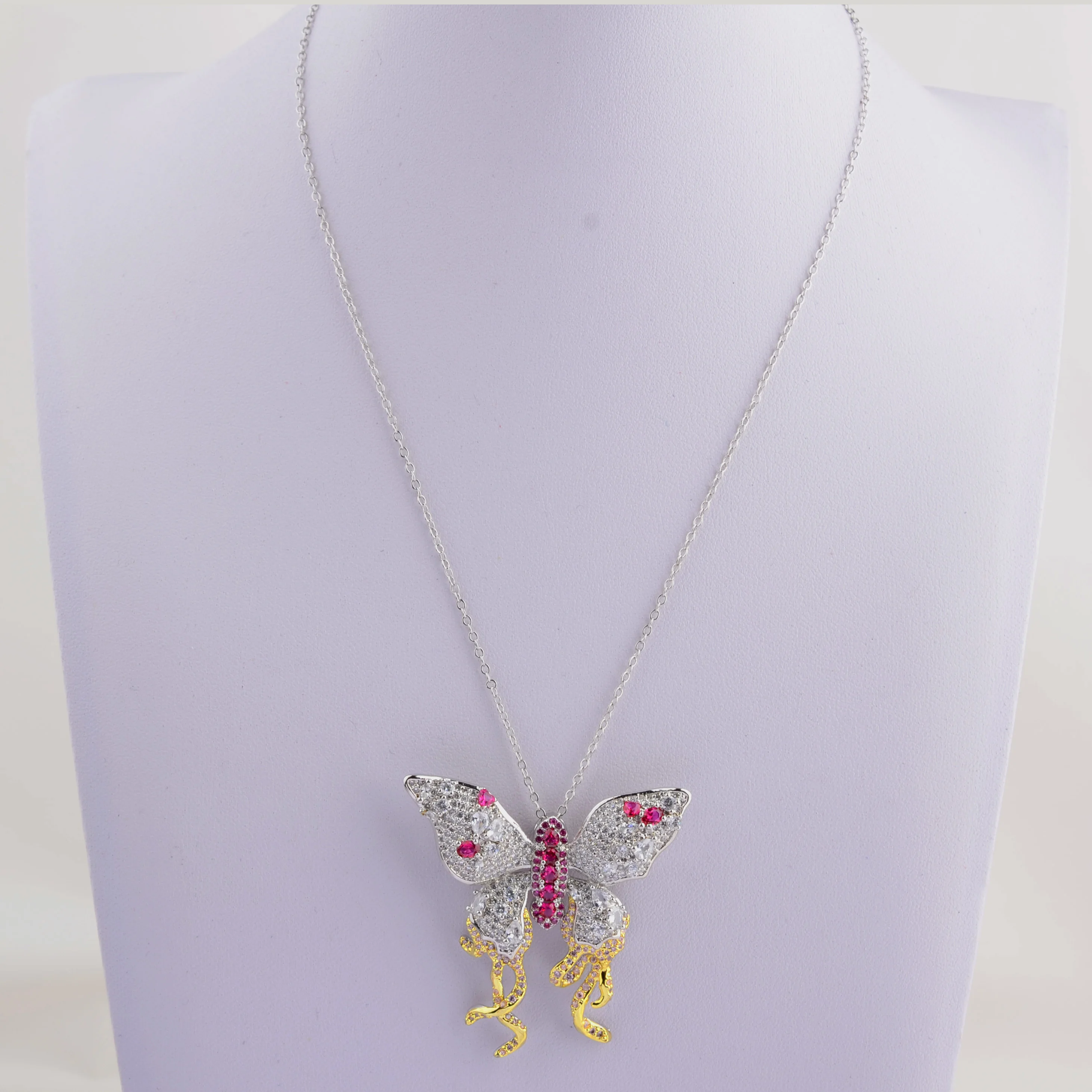 49x49mm Mixed Color golden plated Cz micro butterfly brooch