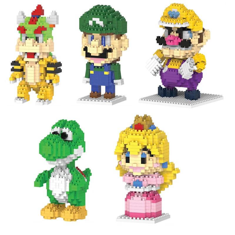 Классическая модель Супер Марио строительный блок Брос Bowser Луиджи Wario Yoshi