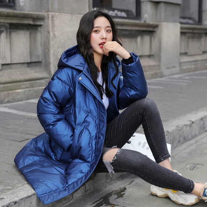 

Main Push Photo Shoot 19 New Style down Jacket Women's Korean-style Loose-Fit Versatile Fashion Casual Stand Collar White Duck d