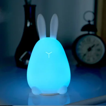 

Kawaii Mi Rabbit Patted Silicone LED Lamp Night Light Multicolor Touch Sensor Tap Control Best Gift for Children Baby Kids Light