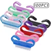 100Pcs Cleaning Nail Brush Manicure Brushes Dust Remove File Acrylic Nail Polish Brush Portable Handle Makeup Pedicure Care Tool 1