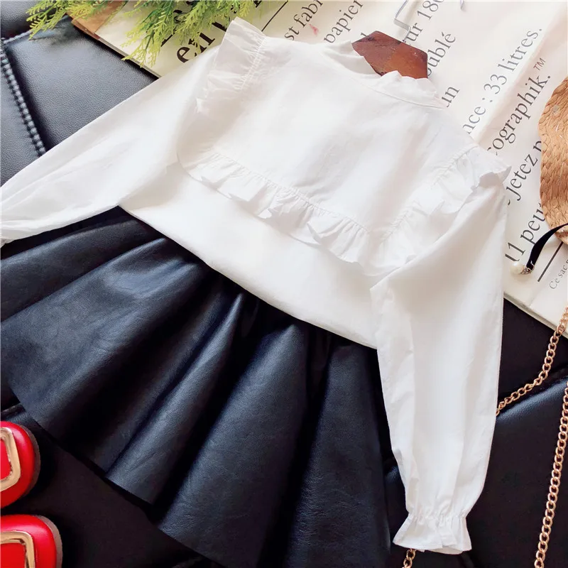 Kids Toddler Girls White Casual Shirt Spring Autumn Little Baby Girl Blouse Long Sleeve Bow Princess Elegant Bottoming Shirts