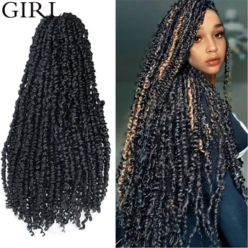 

Pre Twisted Passion Twist Hair 18inches Ombre Crochet Hair Synthetic Pre looped Fluffy Twists Braiding Hair For Africa Girl
