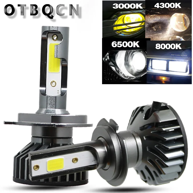 OTBQCN мини Автомобильные фары H4 H7 светодиодный 8000K 6500K 4300K 3000K H1 H11 H8 H9 9005 9006 H3