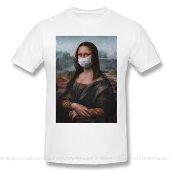 

T-Shirts for Men Mona Lisa Funny monalisa mask Crewneck Cotton Graphic T Shirt off white Short Sleeve Tees Printed