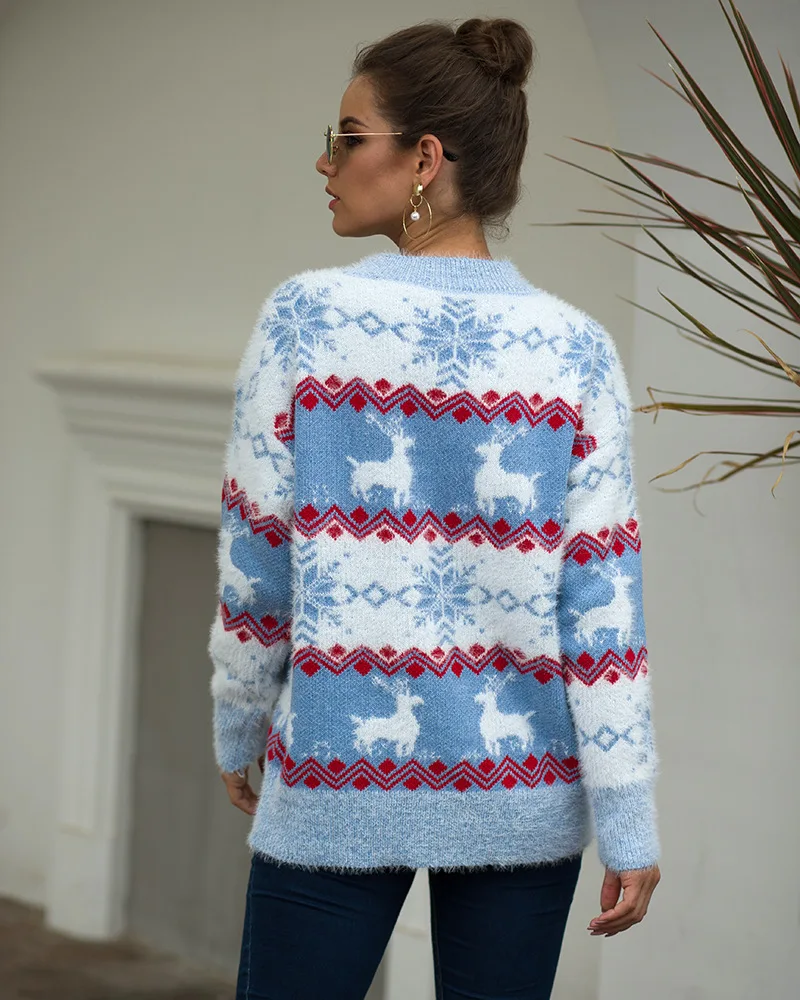 Рождественские свитера для женщин, толстый теплый Рождественский свитер, Женский пуловер, свитер с оленем, лося, Женский Зимний вязаный свитер для женщин
