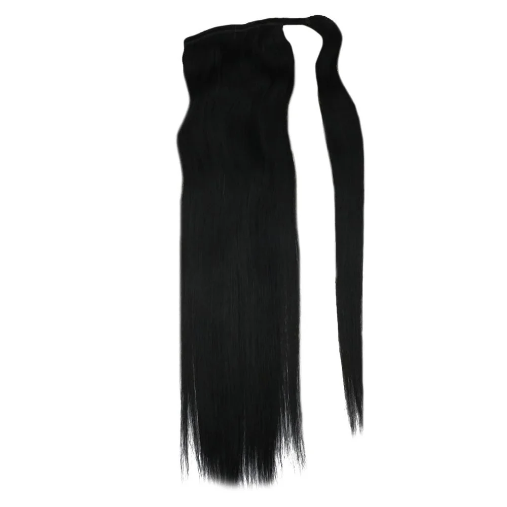Полный блеск клип в конский хвост наращивание волос для женщин 100 г сплошной цвет машина сделано Remy наращивание конский хвост - Цвет: 1