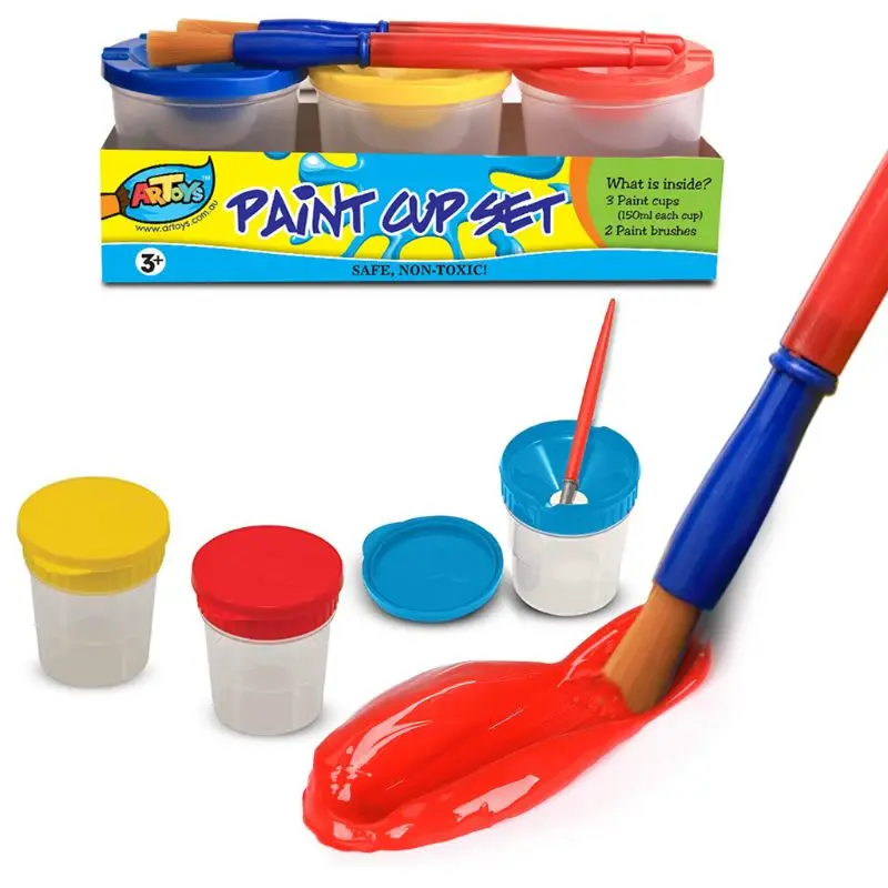 

Spill Proof Paint Cups 200ml For Washable Gouache Paint Kids School Finger Paint