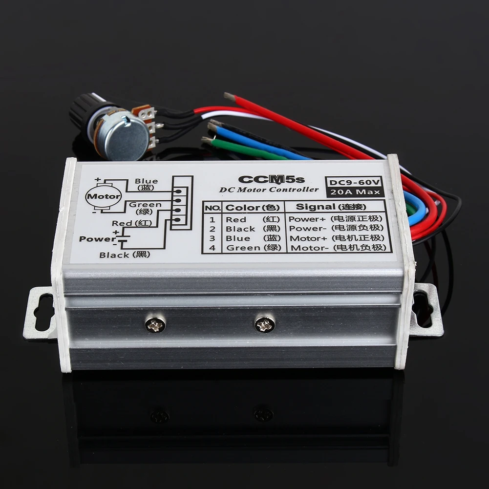 DC 9-60V 20A контроллер скорости двигателя драйвер регулятора PWM высококачественный двигатель постоянного тока плавное изменение скорости инструмент