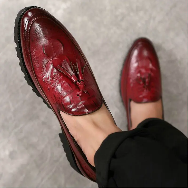 

New Men Crocodile pattern Leather Oxfords Formal Shoes Men Dress Shoes Brogue Style Party Leather Wedding Shoes A57-57