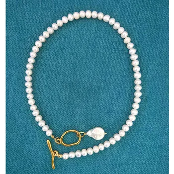 

39CM Autumn Winter New Handmade Natural Baroque Freshwater Pearl Necklace Temperament Neck Chain Girl