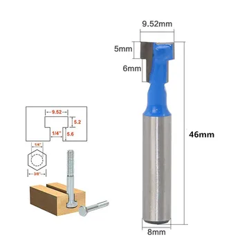 

1PC 8mm Shank T-Slot Lock Cutter Router Bit Wood Milling Cutter Woodworking Drill Bit Tool for Trim Router HT29