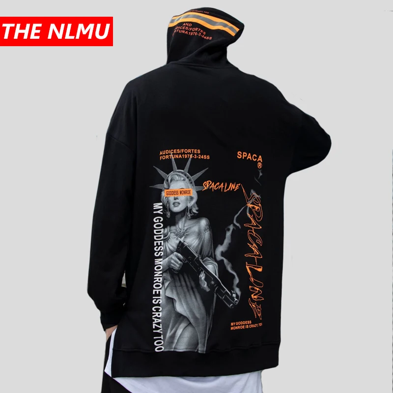 

Hoodies Men Harajuku Creative Printed Pullover Sweatshirts 2019 Streetwear Fashion Hip Hop Hooded Tops Male Black Hoodie WG462