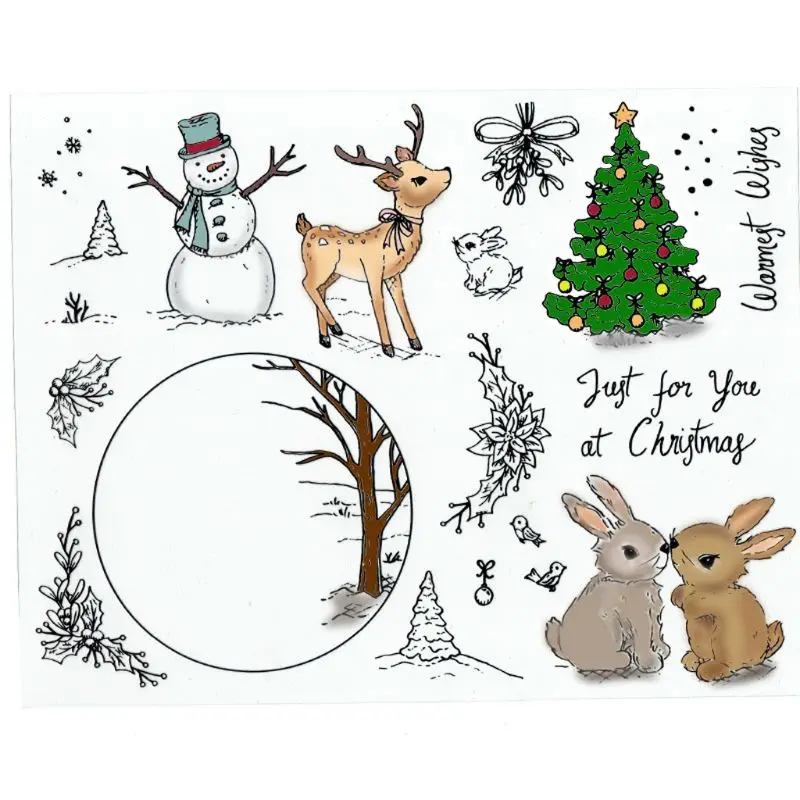 Рождественский кролик печать штамп с вырубкой трафарет для скрапбукинга "сделай сам" тиснение для праздничных открыток и скрапбукинга
