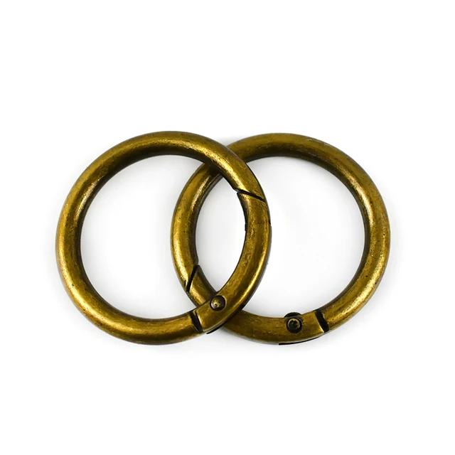 20pcs Meetee 10-50mm Metal Spring O Ring Round Openable Round Snap Hook for Bag Strap Keychain Pendant DIY Sewing Accessories Bronze