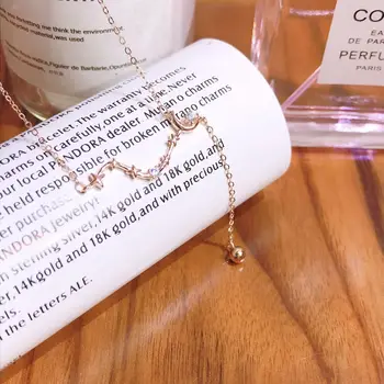 

Original 925 Sterling Silver Women's Pendant Necklace Chain Inlaid Zircon Fashion Temperament Many Stars and Moon Clavicle Chain
