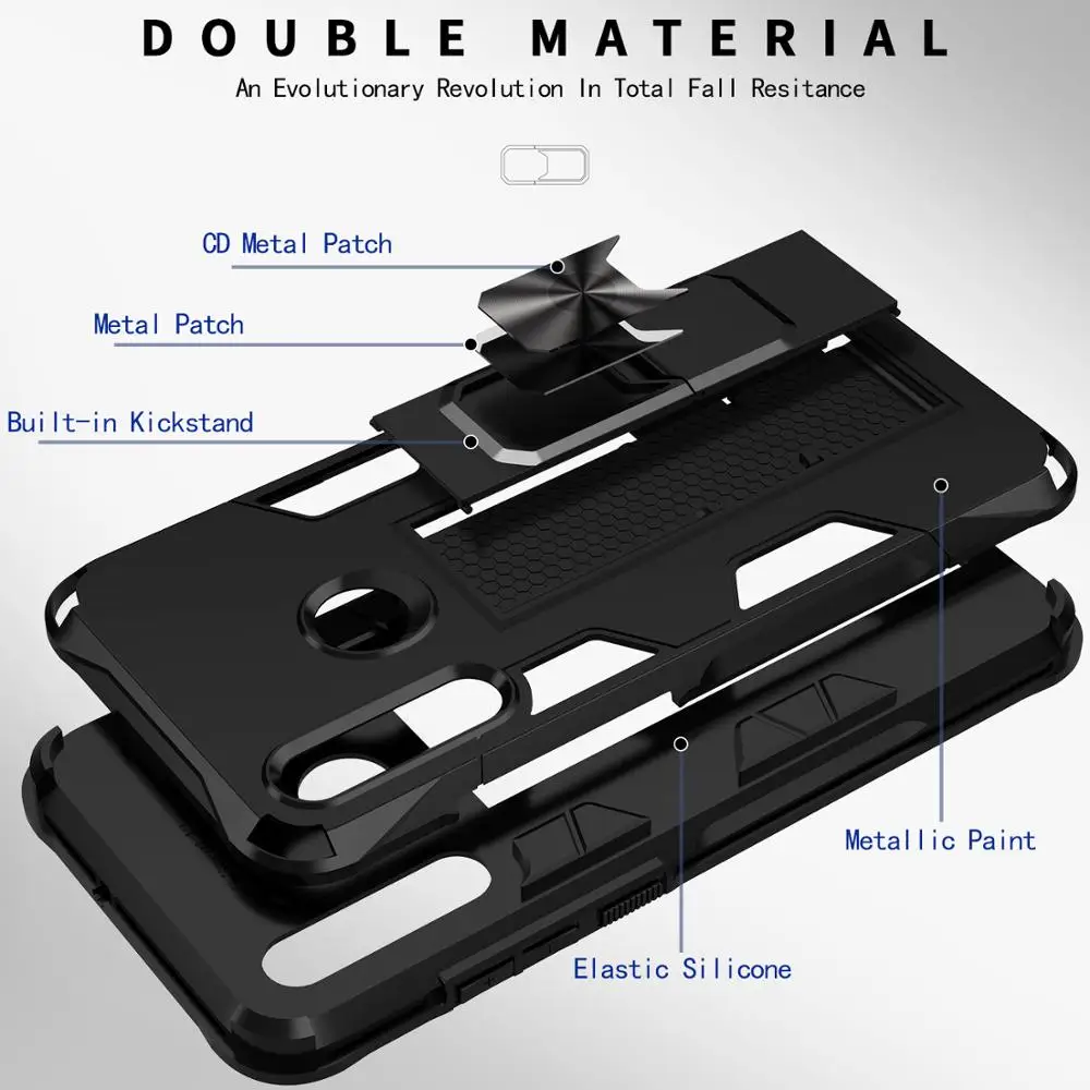 Stealth bracket Cases for Huawei P20 Lite/Nova 3e P30 P40 Pro Y5 Y6 Y9 2019 Y5P Y7P Y6P P Smart 2019 Back Case Kickstand Cover