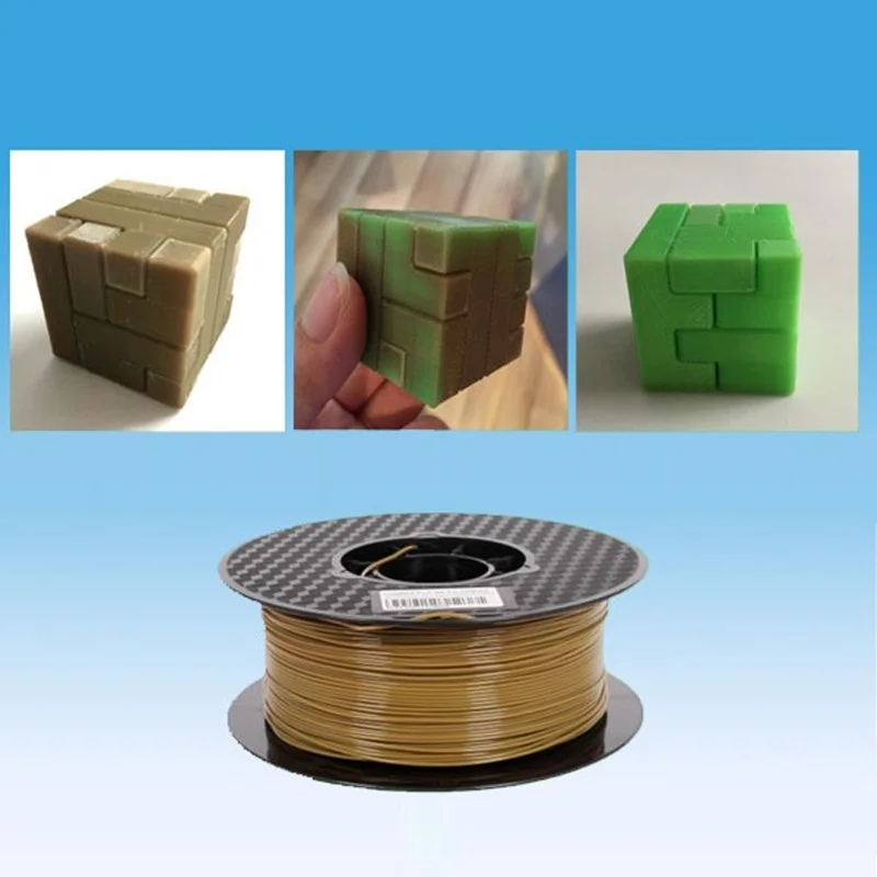 Filament PLA marron à vert à changement de couleur pour imprimante