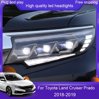 

2PCS Car Styling Head Lamp for Toyota Land Cruiser Prado 2003-19 Headlights Prado LED Headlight DRL LED Bi-Xenon Beam Fog lights