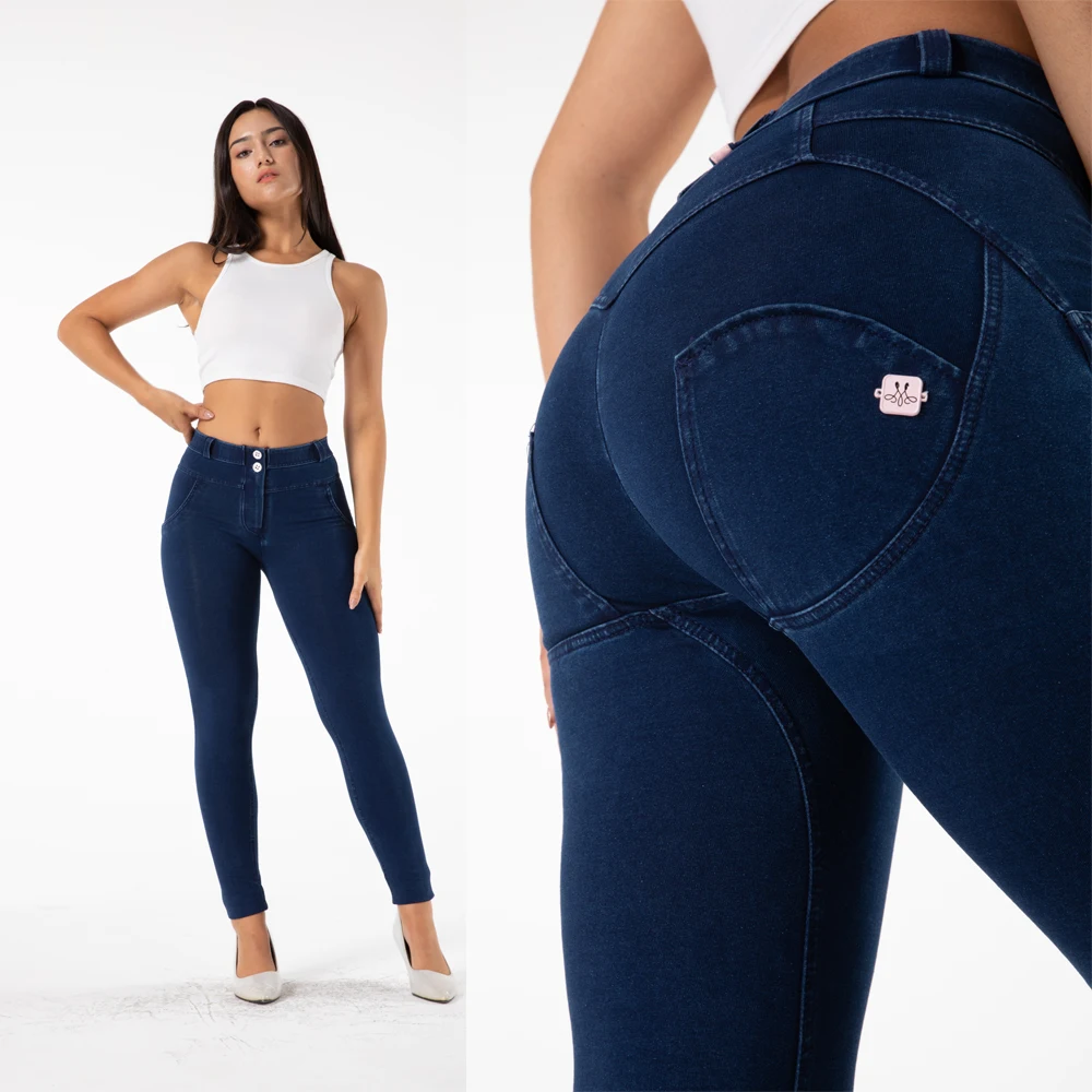 

Shascullfites Gym And Shaping Blue Jeans for Women Scrunch Bum Lift Workout Jeans Seam Hug Four Way Stretchable Fitness Jeans