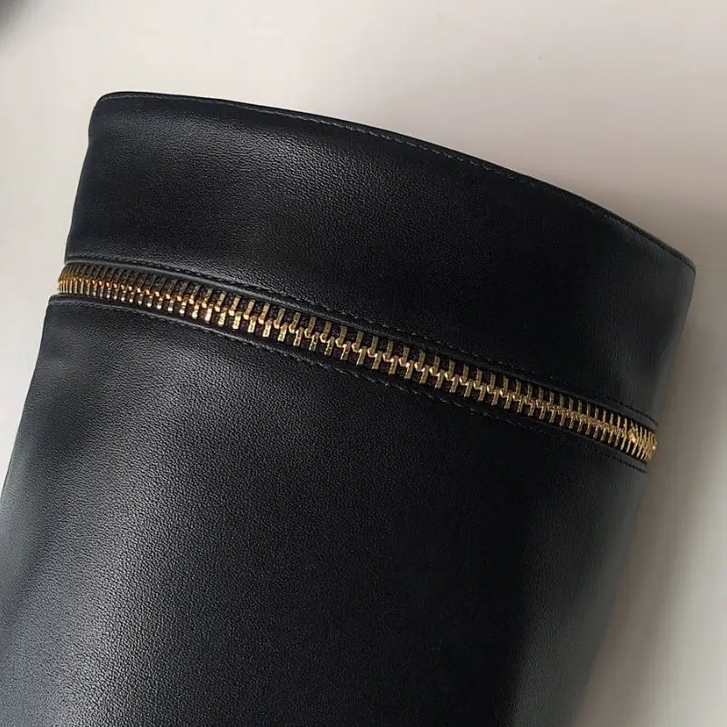 Taoffen/женские сапоги до колена из высококачественной натуральной кожи; обувь на Плоском Каблуке с замком-молнией; зимние теплые высокие сапоги; Рабочая обувь в стиле ретро; женская обувь; Размеры 30-46