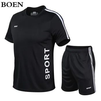 

Fashion Tracksuit Men Sets Summer Suits Fitness Suit Quick-drying Short Sleeved Shorts Men O-Neck Solid Sportswear Two-piece New