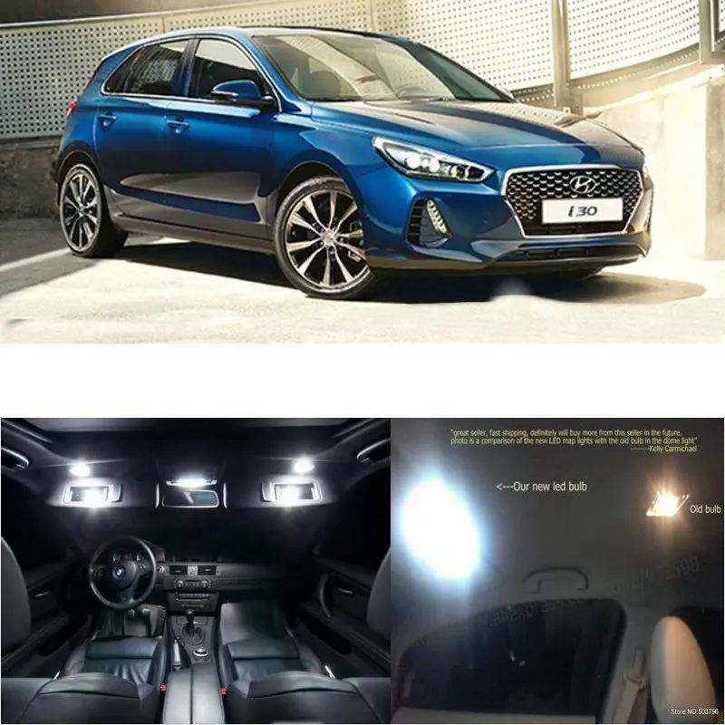 

8 шт., светодиодные лампы для салона автомобиля Hyundai i30pd 2017