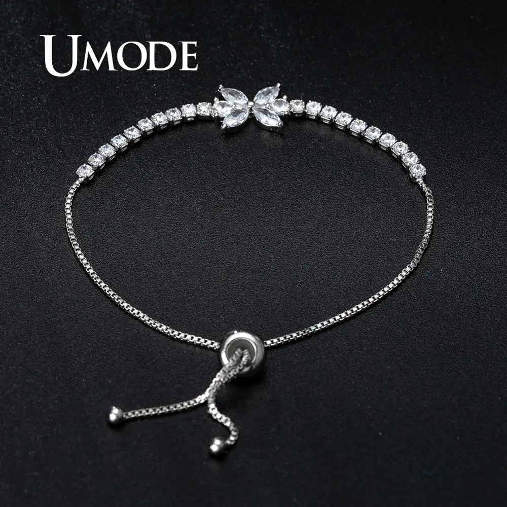 UMODE теннисные браслеты с бабочкой для женщин и девушек, свадебные браслеты с цирконием, женские модные подарки, ювелирные изделия, аксессуары для регулировки UB0191
