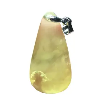 

Top Natural Yellow Amber Pendant Jewelry For Woman Man Crystal Silver 30x15x5mm Beads Water Drop Stone Necklace Pendant AAAAA