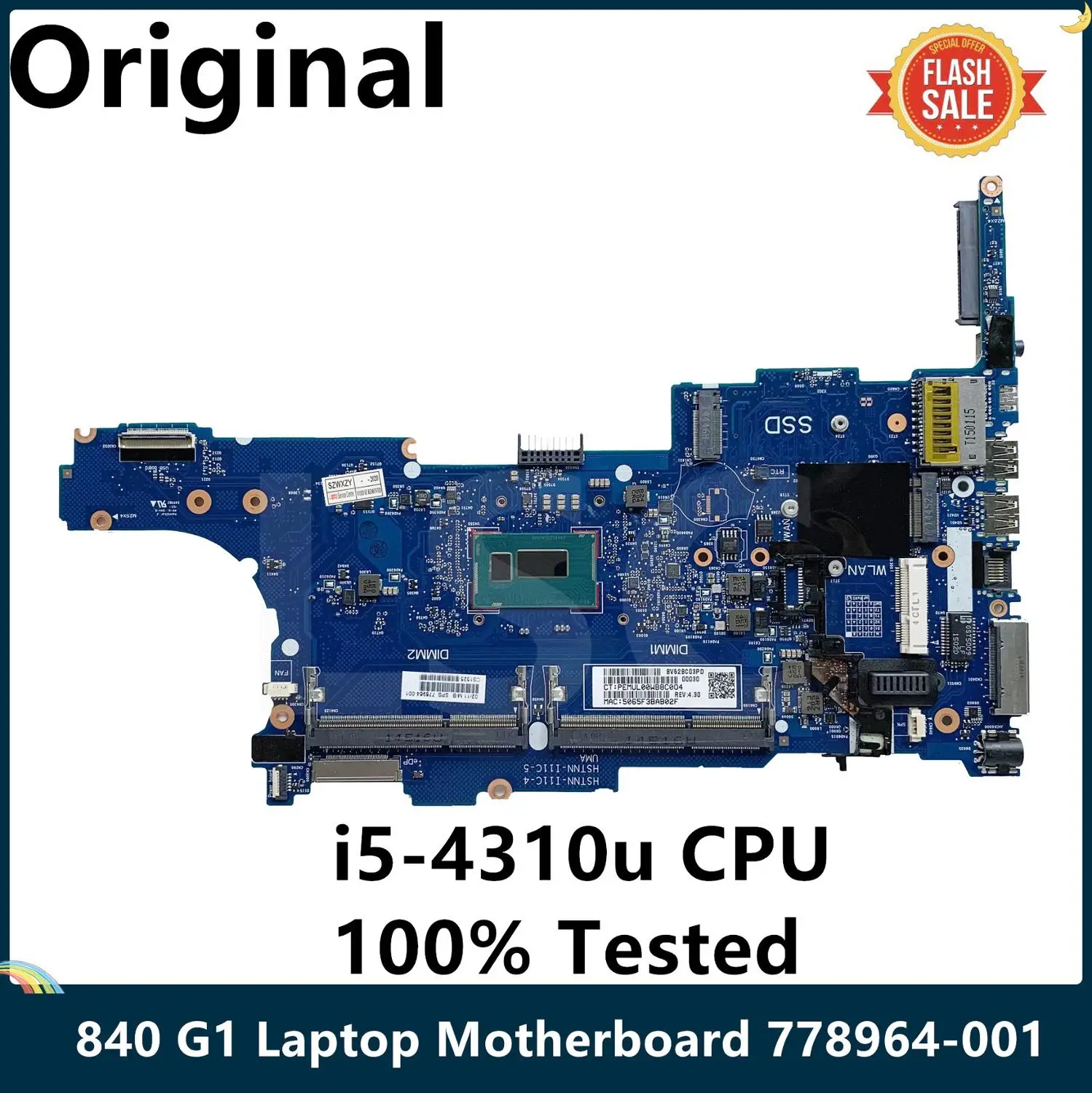 Материнская плата LSC для ноутбука Hp EliteBook 840 G1 с SR1EE I5 4310u CPU 778964 001 6050A2560201 MB 100%