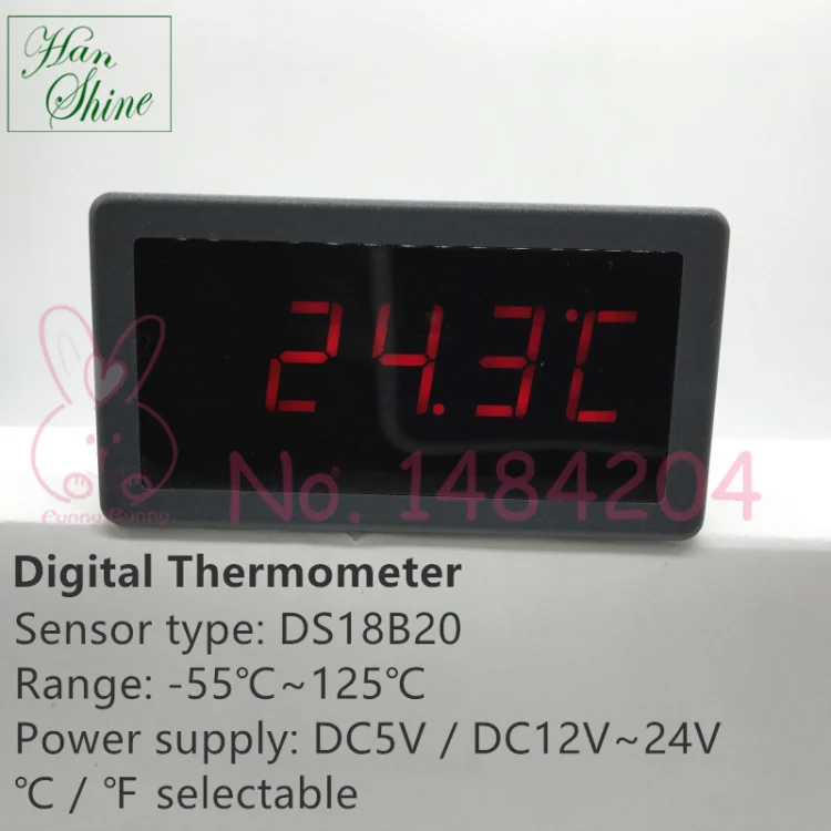 Цифровой термометр 5135T DS18B20 Индикатор температуры-55~ 125C DC5V 12V~ 24V источник питания красный/синий дисплей