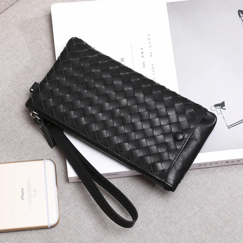 

2019 New Style Woven Wallet MEN'S LONG Pattern Wallet Korean-style Full-grain Leather Man's Wallet Fashion