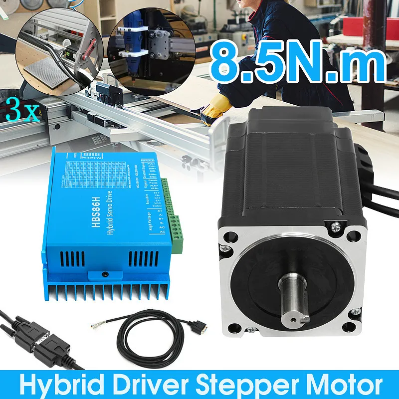 

1 Set 6A HSS86 Hybrid Step-servo Driver CNC Controller Kit Closed Loop 8.5N.m Servo motor Stepper Motor New Arrival