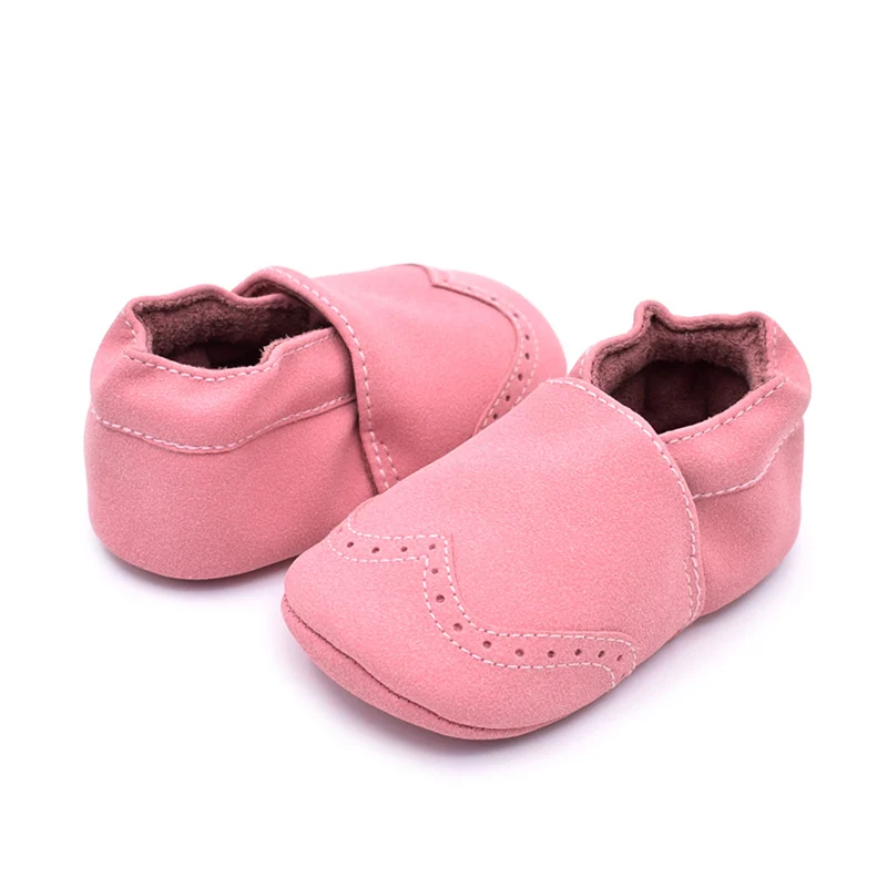 Обувь для новорожденных на мягкой подошве; однотонная нескользящая Мягкая кожаная обувь для малышей; обувь для первых шагов; сезон весна-осень - Цвет: pink