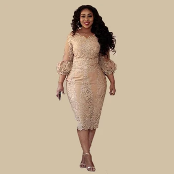 

Mother of the Bride Dresses Sheath V-neck 3/4 Sleeves Lace Beaded Plus Size Mother Dress Short Elegant Party Homecoming Dresses