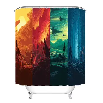 

Dafield Star Wars Shower Curtain White Robot Face on Black Background Waterproof Polyester Star Wars Shower Curtain