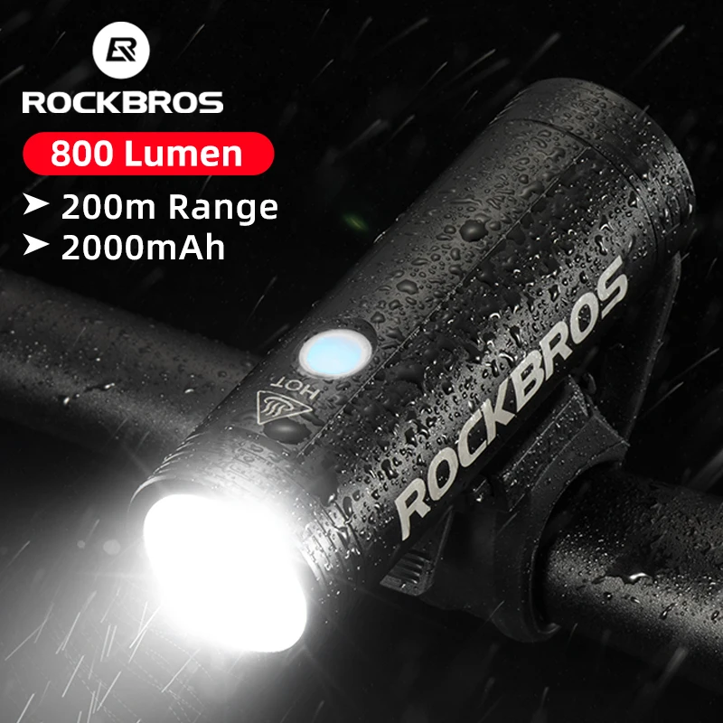 ROCKBROS-Luz led frontal impermeable de bicicleta, linterna de ciclismo, lámpara de MTB, faro de 400 lúmenes recargable por USB, 2000mAh